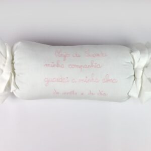 Almofada Rebuçado com Oração Anjo da Guarda em Rosa