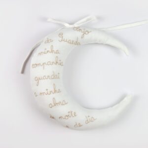 Almofada Lua com Oração Anjo da Guarda em Bege