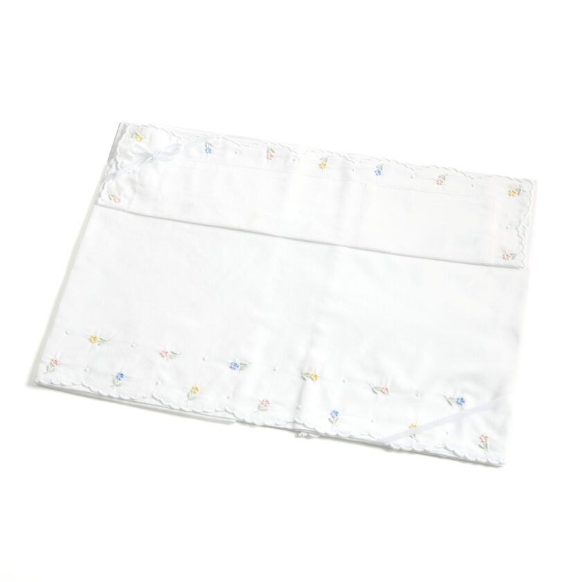 Lençol flores multicolor bordado à mão