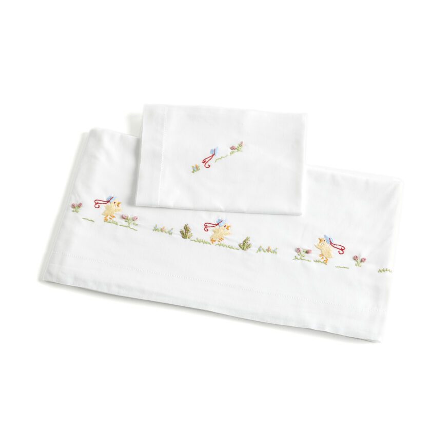 Lençol Pintainhos bordados para bebé