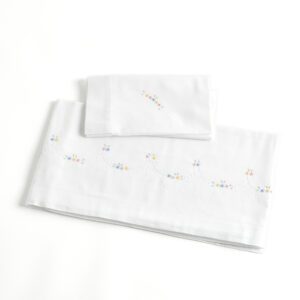 Lençol Flores Multicolor bordado à mão