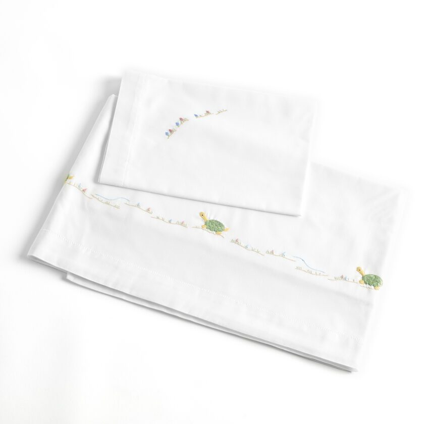 Lençol com Tartarugas bordadas para bebe