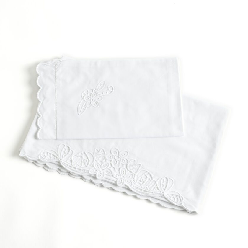 Lençol Bordado Branco à mão