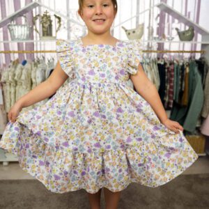 Vestido Menina Floral Multicolor Lilás