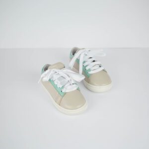 Sapatilhas em Pele em Bege e Verde