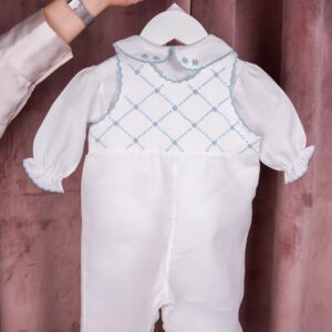 Fato de Batizado em Branco e Azul