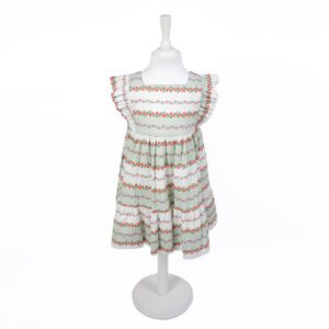Vestido de Menina Barrinhas verde com Flores